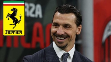 Ibrahimovic, spaccata sul tetto delle Ferrari: scatto virale